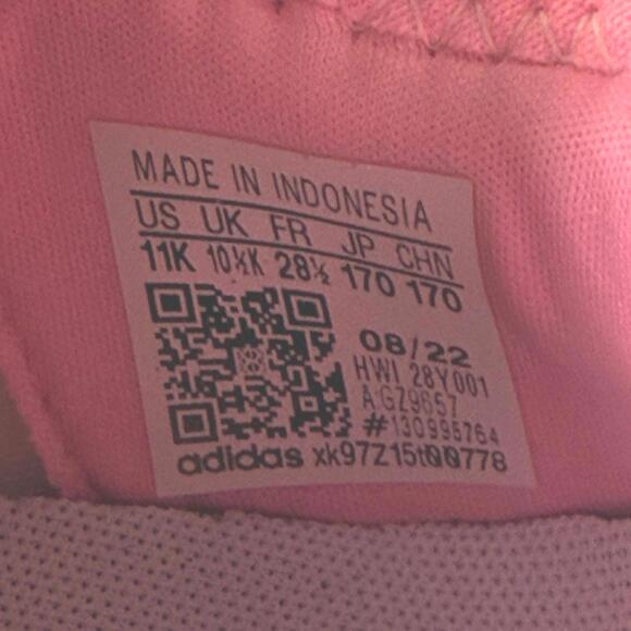 adidas Cloudfoam kids sneakers white mesh pastel lace-up size 11K - Picture 9 of 9